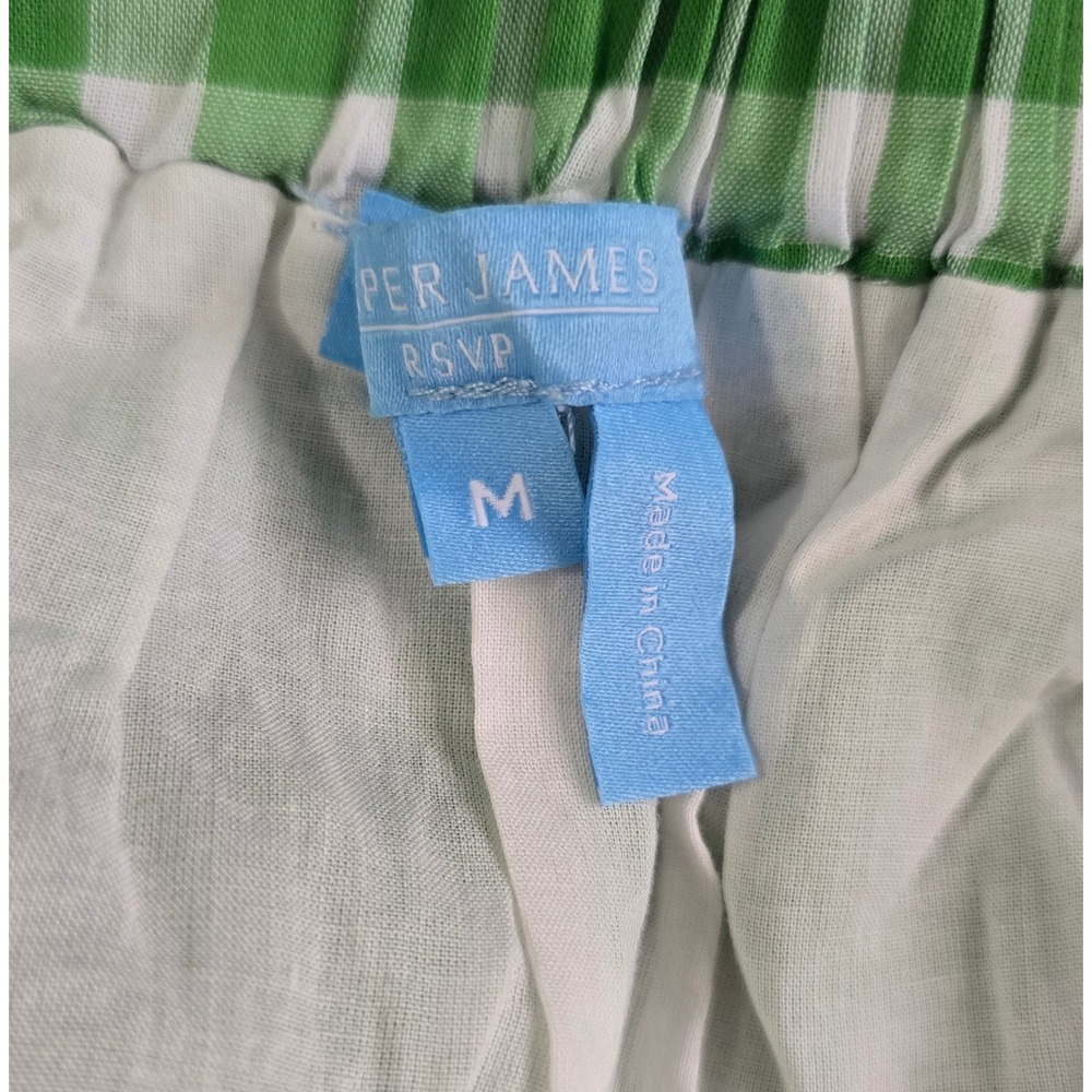 Draper James RSVP Green Gingham Tiered Midi Dress Cotton Ruffle Strap Size M - Picture 15 of 16